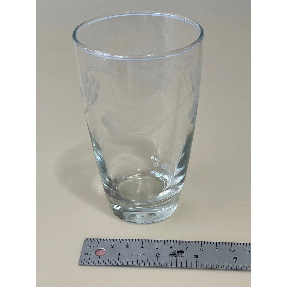 Set of 12 Etched Floral Glass Tumblers Highball Glasses with Storage Box
